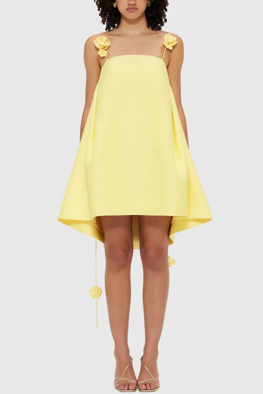 Eleanor Glossy Satin Party Dress in Sunshine Yellow