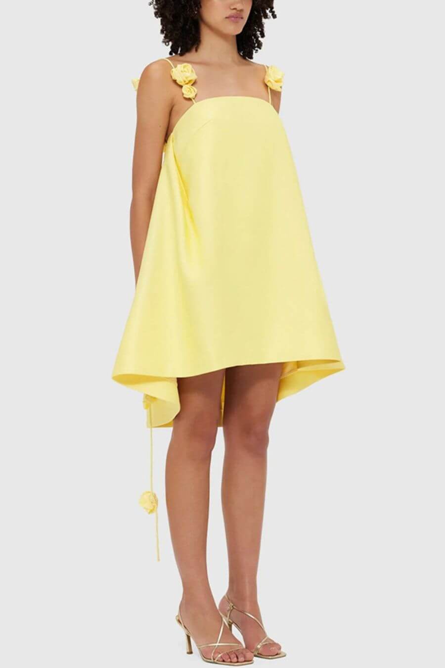 Eleanor Glossy Satin Party Dress in Sunshine Yellow