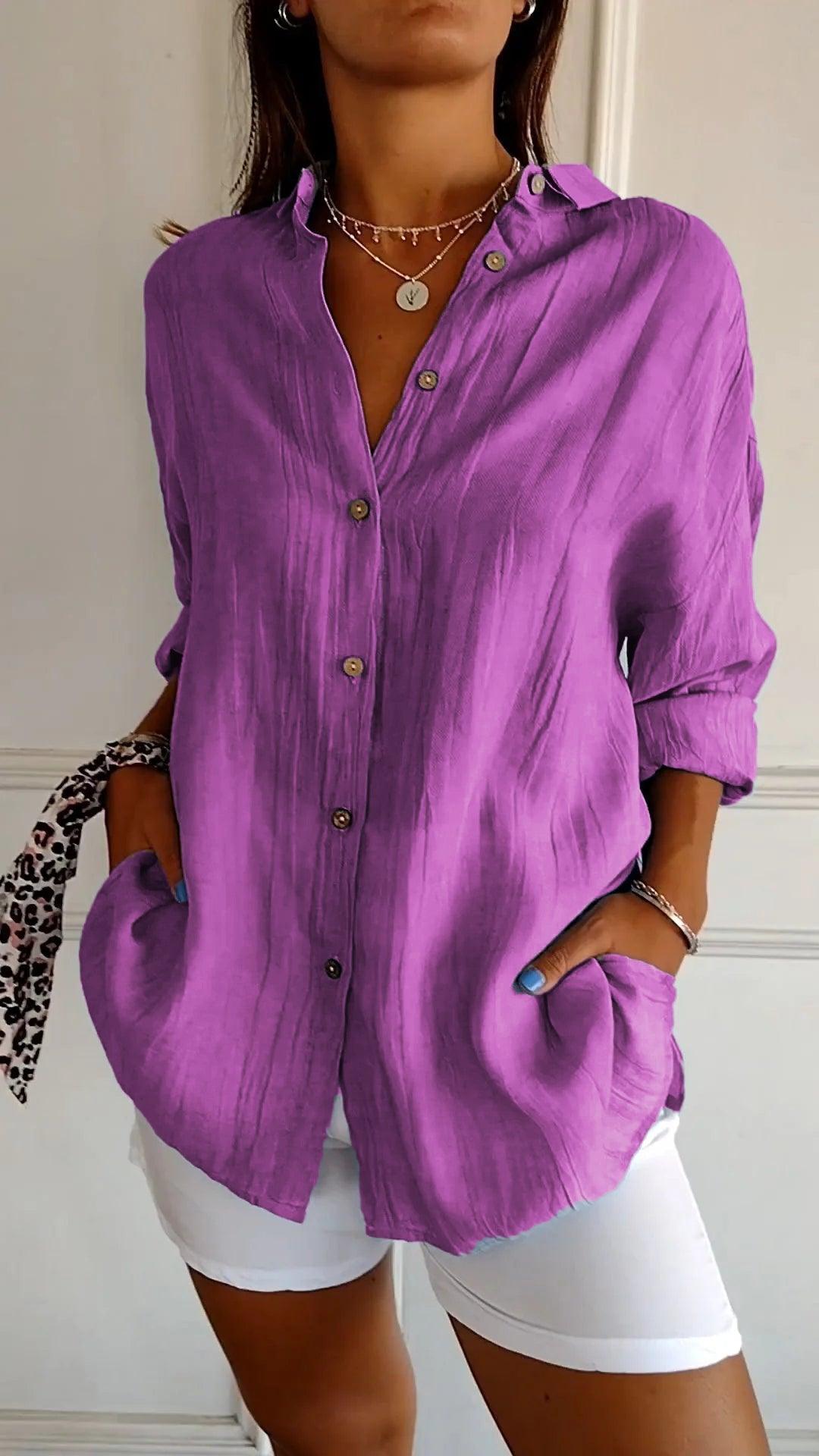 Long-Sleeve Shirt with Pleated Details for Women