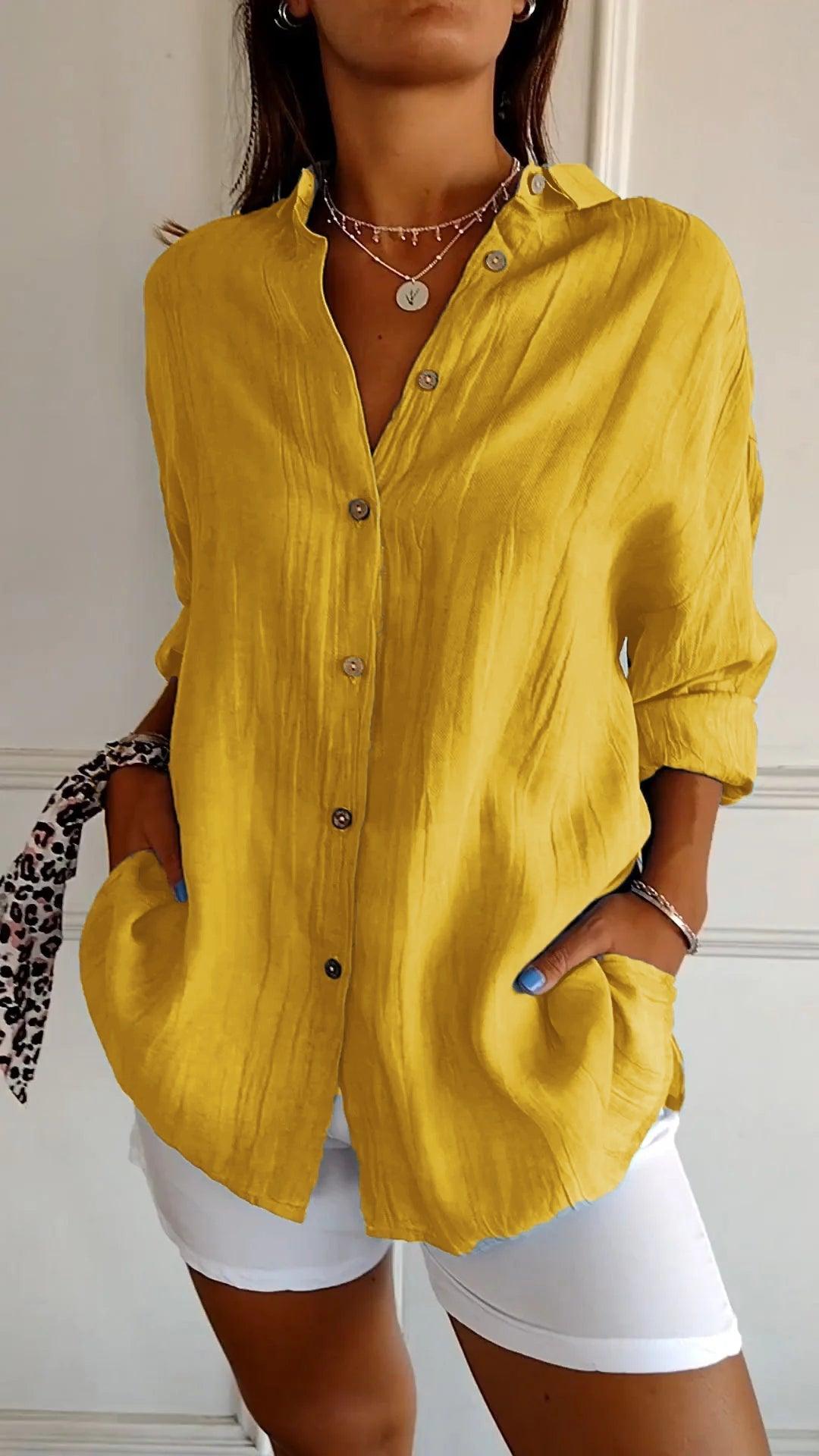 Long-Sleeve Shirt with Pleated Details for Women