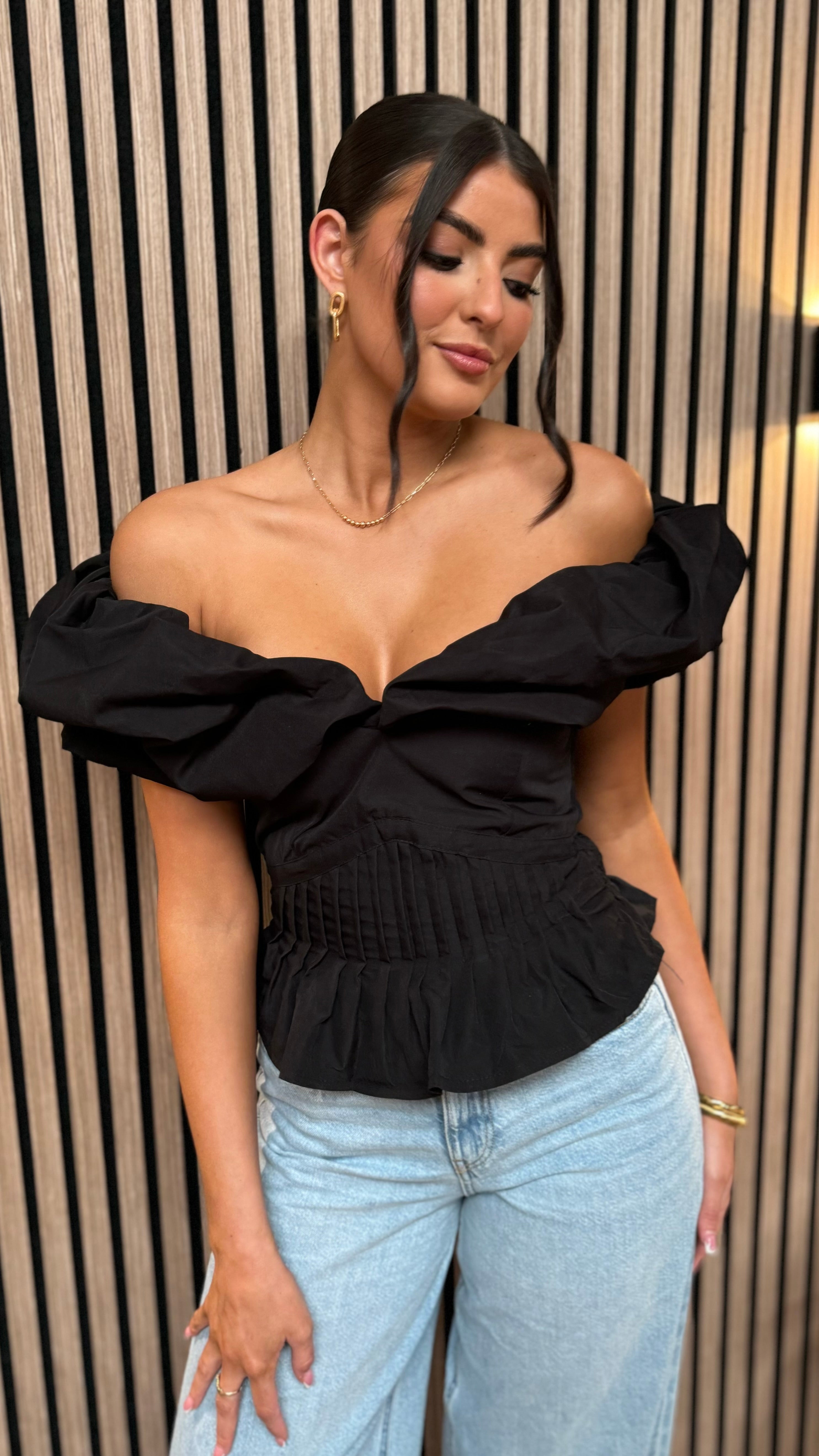 Celine | Black Puff Sleeve