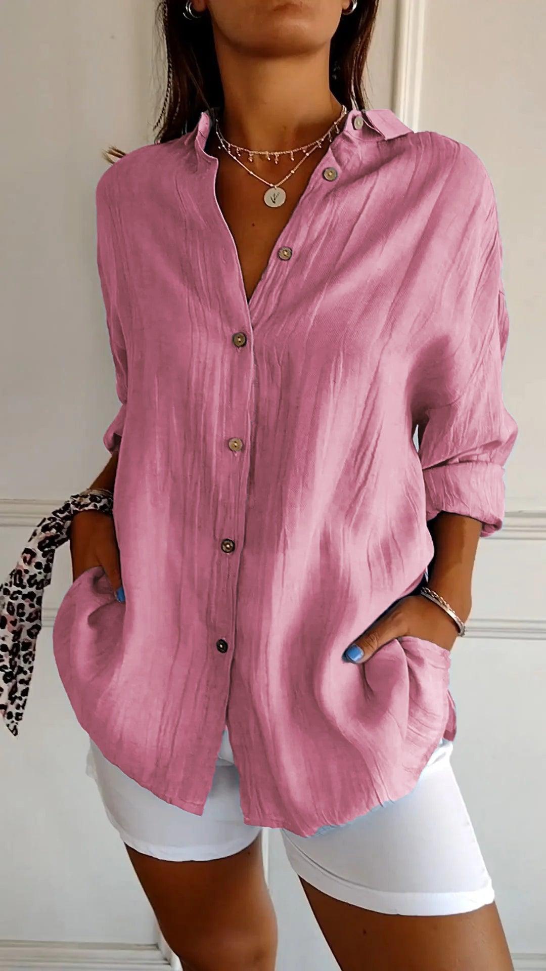 Long-Sleeve Shirt with Pleated Details for Women